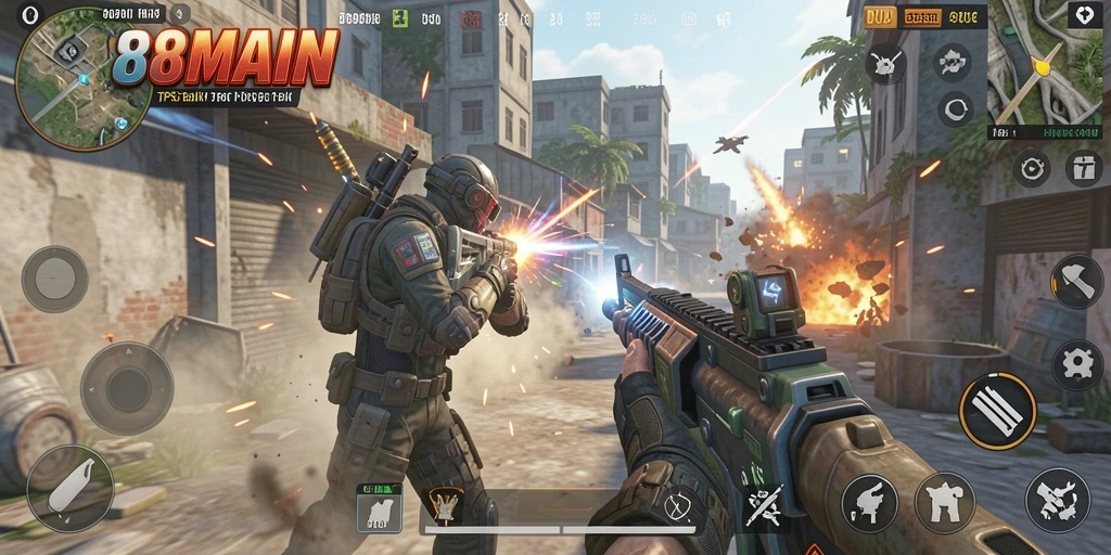 Tampilan gameplay dinamis dalam 88MAIN yang penuh aksi.