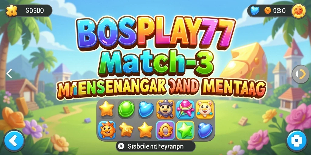 Screenshot gameplay BOSPLAY77 menunjukkan keseruan mencocokkan item.